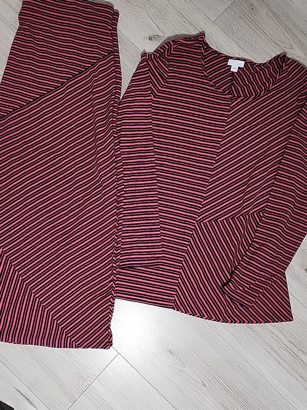 J. Jill Pink and Dark Navy Striped Top And Skirt Size Large